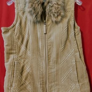 Women's Columbia Corduroy Vest w/Fur Trim size M